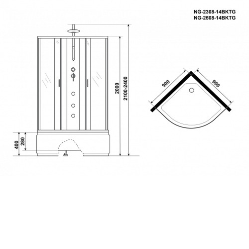 Душевая кабина NIAGARA NG-2308-14BKTG