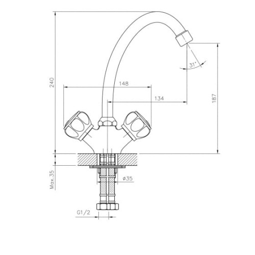Смеситель DECOROOM DR50028R хром