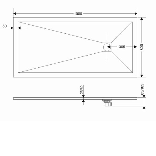 Поддон GROSSMAN GR-S280100Q 80х100х2,5 см графит