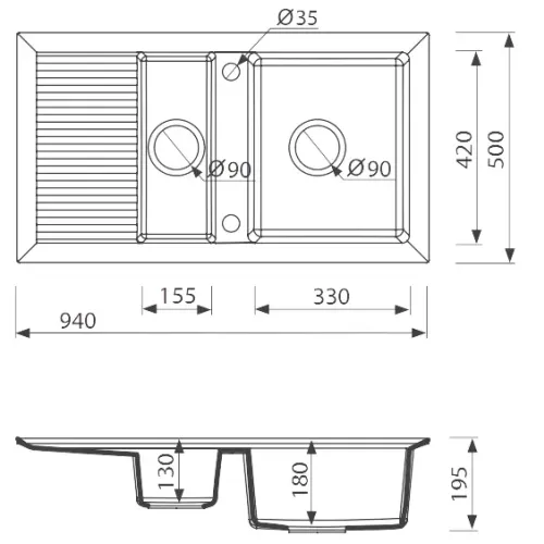 Кухонная мойка MARMORIN cire grafit (375 513 002)