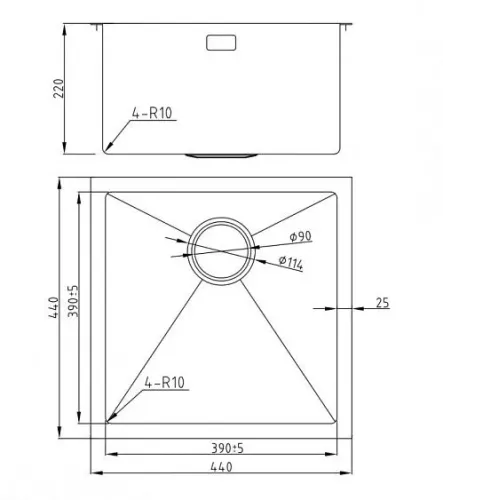 Кухонная мойка MILACIO Denia 44 Steel MC.77438 золото
