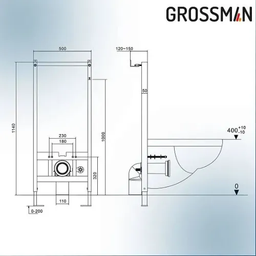Комплект GROSSMAN инсталляция 901.K31.01.000 + унитаз GR-5502