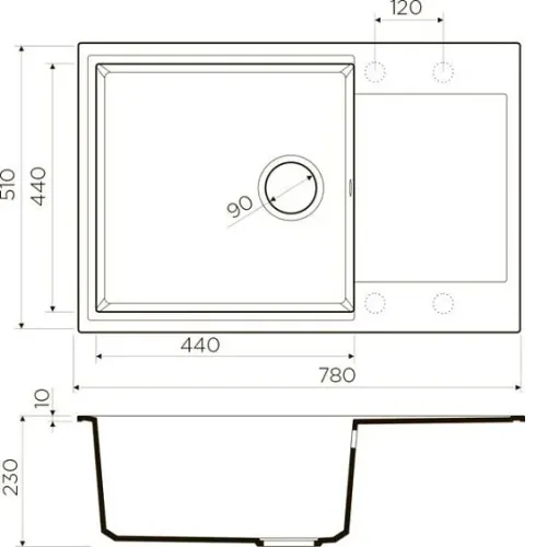 Кухонная мойка OMOIKIRI Daisen 78-LB-ES (4997497)