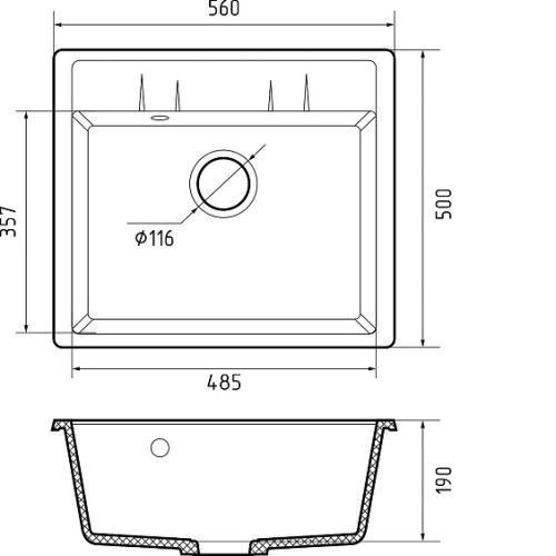 Кухонная мойка GRANFEST Quadro GF-Q561 серый