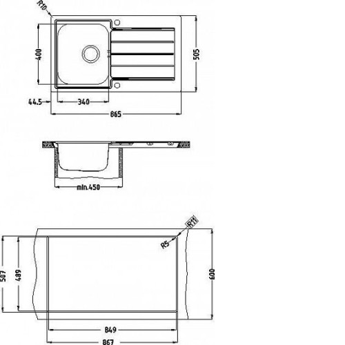 Кухонная мойка ALVEUS Maxim 20 SAT 1089611 (в комплекте с сифоном 1130551)