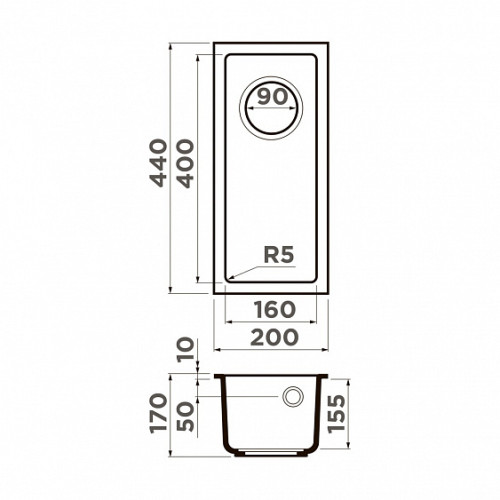 Кухонная мойка OMOIKIRI Bosen 20-U-ES (4997203)