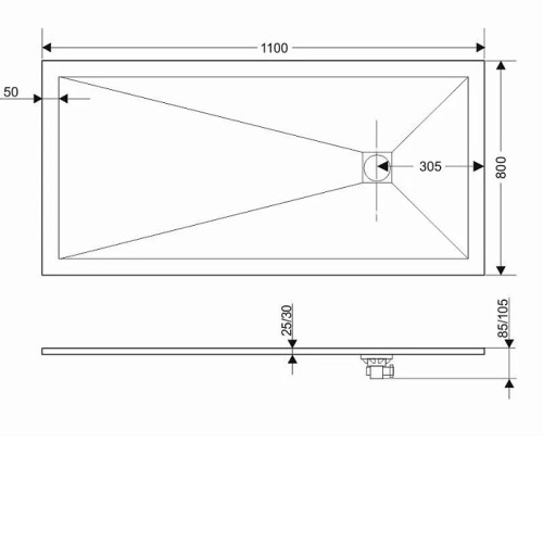 Поддон GROSSMAN GR-S280110Q 80х110х2,5 см графит