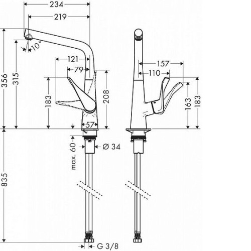 Смеситель HANSGROHE Metris 14822000