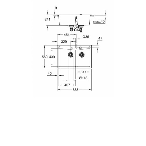 Кухонная мойка GROHE K700 черный гранит 31657AP0