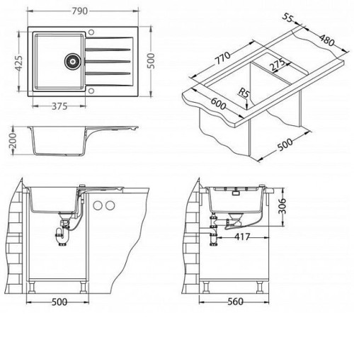Кухонная мойка ALVEUS GRANITAL CADIT 20 CONCRETE - G81