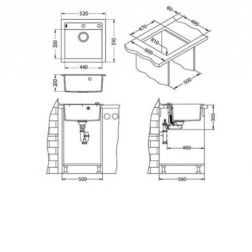 Кухонная мойка ALVEUS Formic 20 GRANITAL + PEBBLE-G02M