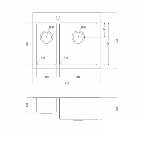 Кухонная мойка OULIN OL-FTR202R
