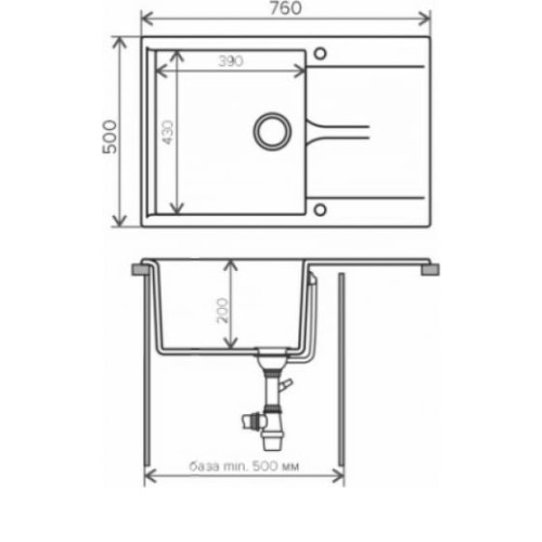 Кухонная мойка POLYGRAN Gals-760 №16 черный