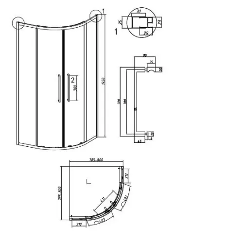 Душевое ограждение GROSSMAN 301.K33.02.8080.21.00 черный матовый