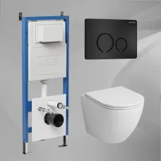 Комплект GROSSMAN инсталляция 900.K31.01.000 + клавиша смыва 700.K31.05.21M.21M черный матовый + унитаз GR-4455S