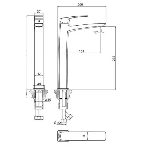 Смеситель GROSSMAN Mercury 520.K35.10.210 черный матовый