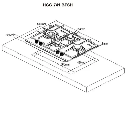 Варочная поверхность WEISSGAUFF HGG 741 BFSH