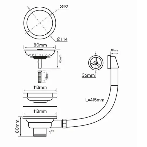 Слив-перелив PAULMARK PM6022-GM