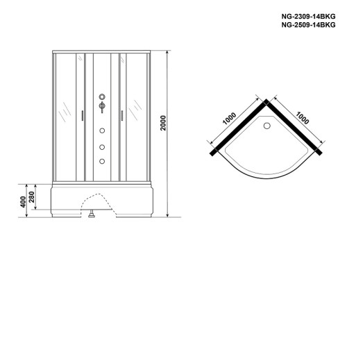 Душевая кабина NIAGARA NG-2309-14BKG