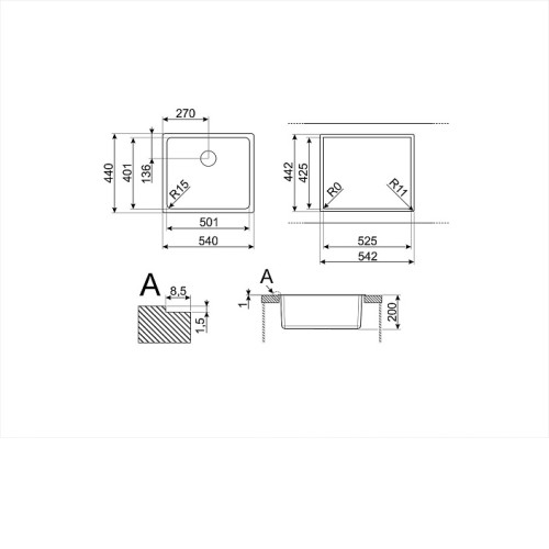 Кухонная мойка SMEG VFU50SFR