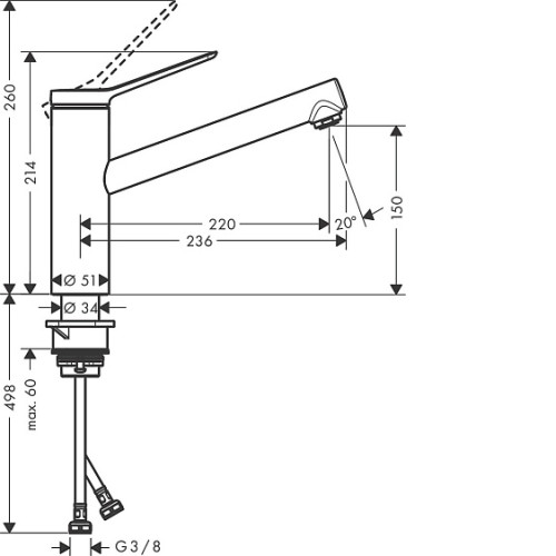 Смеситель HANSGROHE Zesis M33 150 матовый черный (74802670)