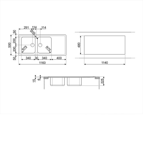 Кухонная мойка SMEG LLR116-2