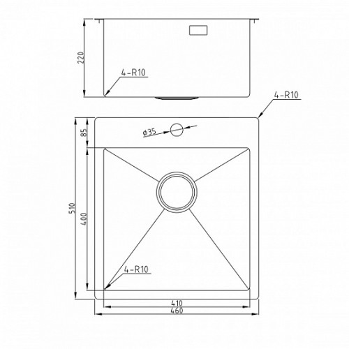 Кухонная мойка MILACIO Denia 46 Steel MC.77478 золото
