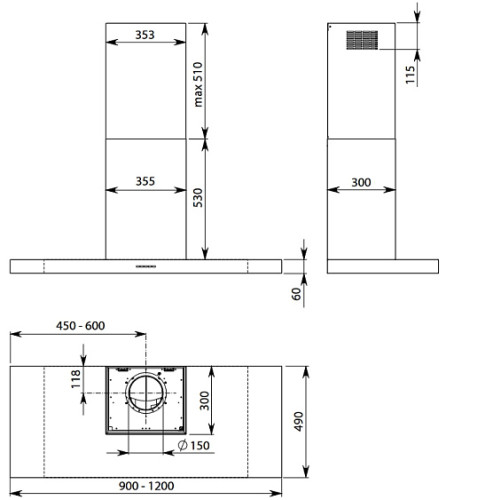 Вытяжка FALMEC PLANE BLACK NRS 90 PLUS (CPLN90.E24P2#EUN490F)