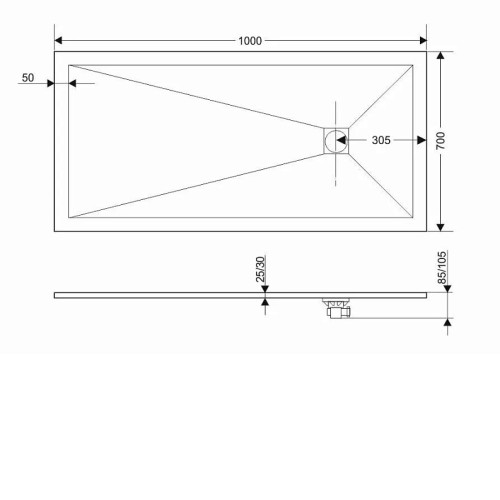 Поддон GROSSMAN GR-S170100Q 70х100х2,5 см белый