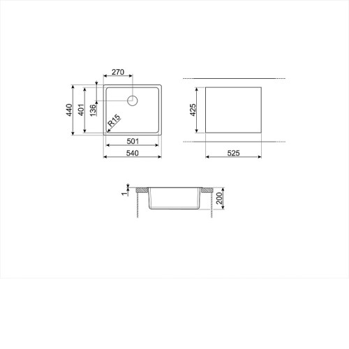Кухонная мойка SMEG VFU50SFR