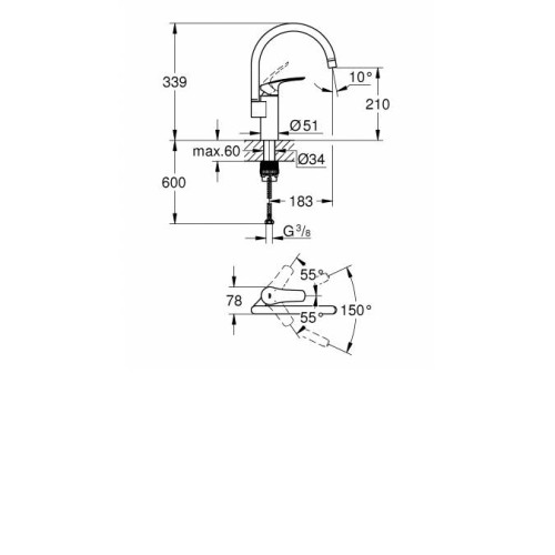 Смеситель GROHE Eurosmart хром 33202003
