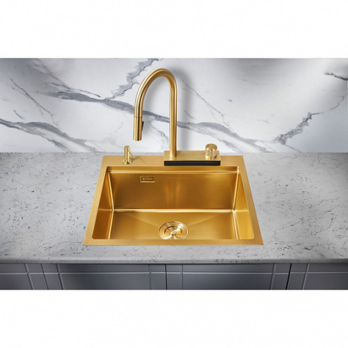 Кухонная мойка MILACIO Denia 57 Steel MC.77408 золото