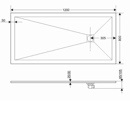 Поддон GROSSMAN GR-S280120Q 80х120х2,5 см графит