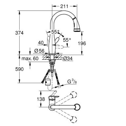 Смеситель Grohe Parkfield 30215DC1