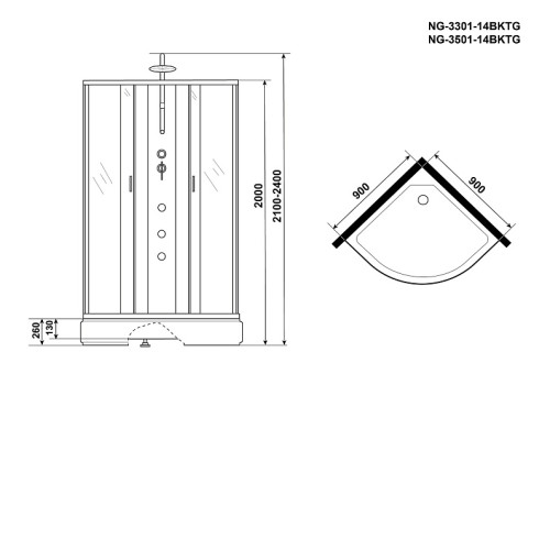 Душевая кабина NIAGARA NG-3301-14BKTG
