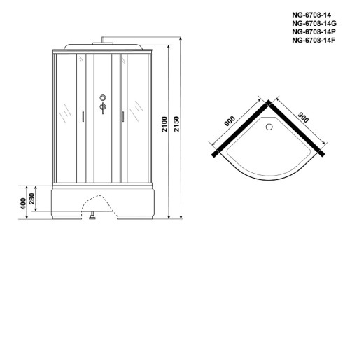 Душевая кабина NIAGARA NG-6708-14F