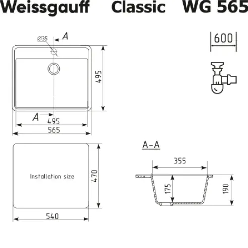 Кухонная мойка WEISSGAUFF WG 56501 Classic White
