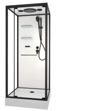 Душевая кабина FRANK F401 Black пристенная низкий поддон прозрачное стекло