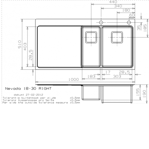 Кухонная мойка REGINOX nevada 18x30 lux okg right (c/box)
