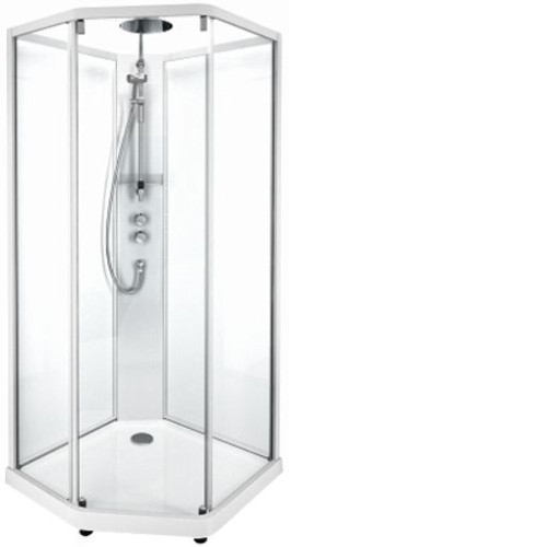 Душевая кабина IDO Showerama 10-5 Comfort 90х90 пятиугольная алюминий/прозрачное стекло (131.401.202.302)