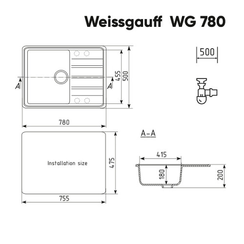 Кухонная мойка WEISSGAUFF WG 78001 White