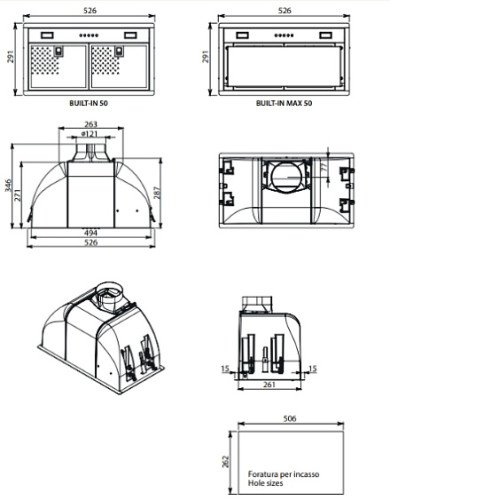 Вытяжка FALMEC GRUPPO INCASSO BUILT-IN 50 MAX EVO (CBIN50.E1#ZZZ3460F)