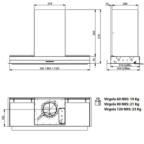 Вытяжка FALMEC VIRGOLA NRS 90 (CVJN90.E16P2#ZZZ3490F)