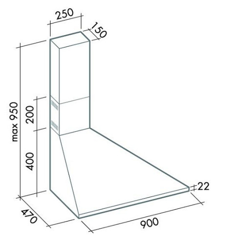 Вытяжка FALMEC TRAPEZIO 90 IX (600) пристенная правая CTRD90.E0#I461F
