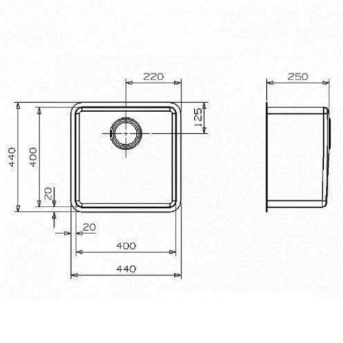 Кухонная мойка REGINOX kansas 40x40 cuadrat lux (c/box) l