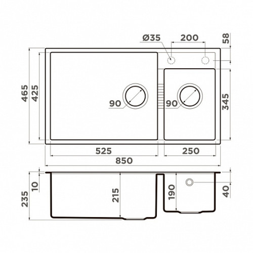 Кухонная мойка OMOIKIRI Tedori 85-2-U-ES (4997240)