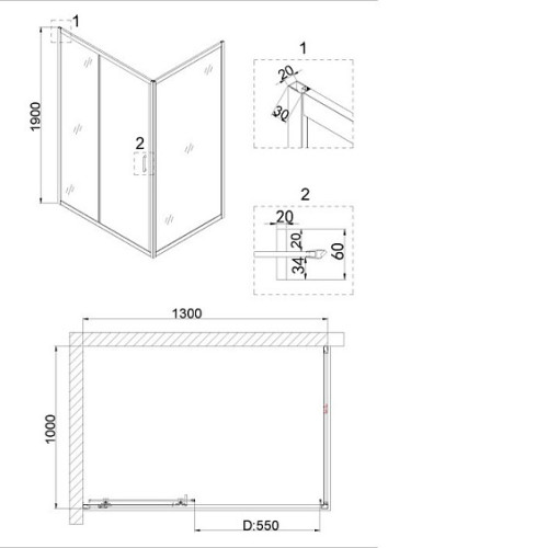 Душевое ограждение NIAGARA NG-62-13A-A100
