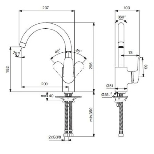 Смеситель IDEAL STANDARD Ceraflex B1727AA хром