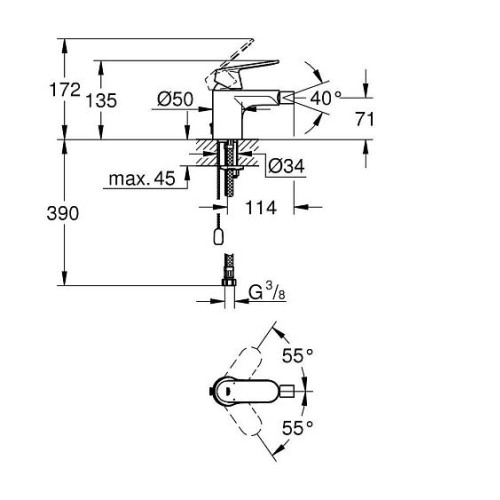 Смеситель GROHE Eurosmart Cosmopolitan 32840000