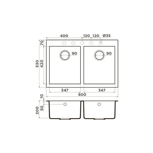 Кухонная мойка OMOIKIRI Bosen 80-2-BE (4993837)